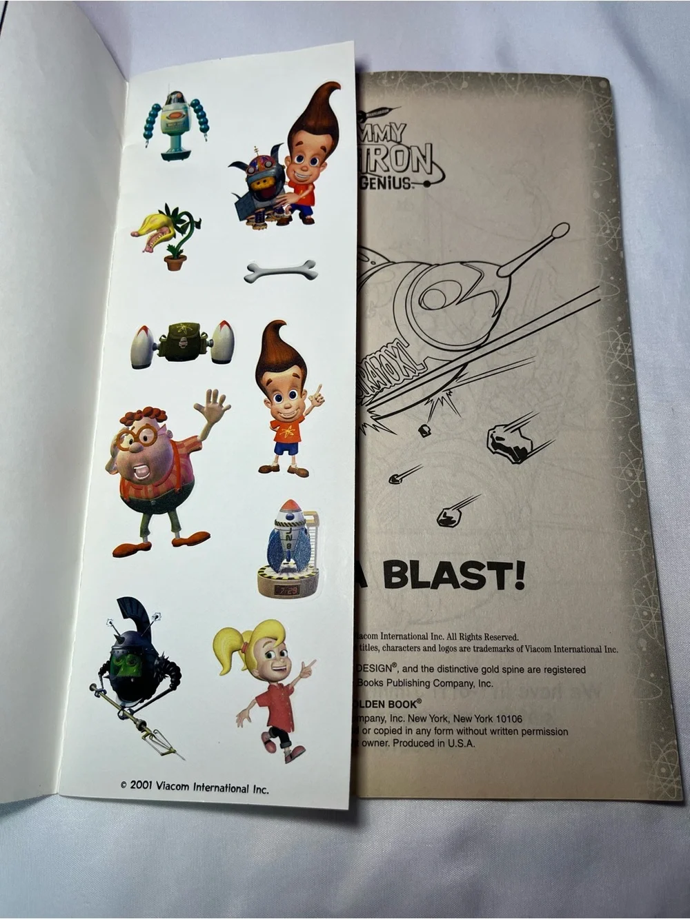 Vintage 2001 Jimmy Neutron “Blast Off” Coloring & Glow In The Dark Sticker Book